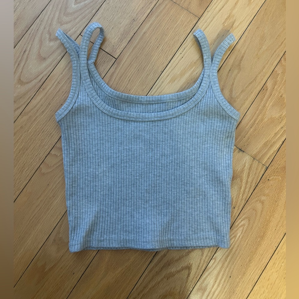 🌹5 for $50🌹Y2K Gray Ribbed Double Strap Tank Top